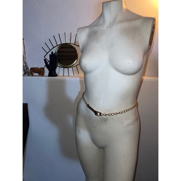 Vintage Belt, Gold, Brass Buckle, 70s 80s, Chain Belt main image 9